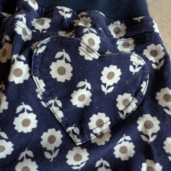 Mini Boden Girls Blue Corduroy Pants with Daisy Pattern Red Details Size 14Y - Picture 6 of 8
